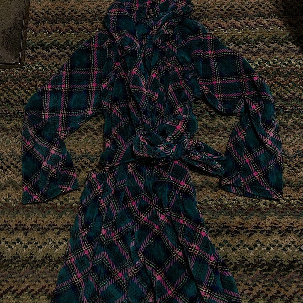 PINK Victoria's Secret Plaid Robe - Pink and Green